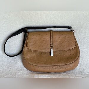 Liz Claiborne brown faux ostrich leather shoulder hand  bag purse